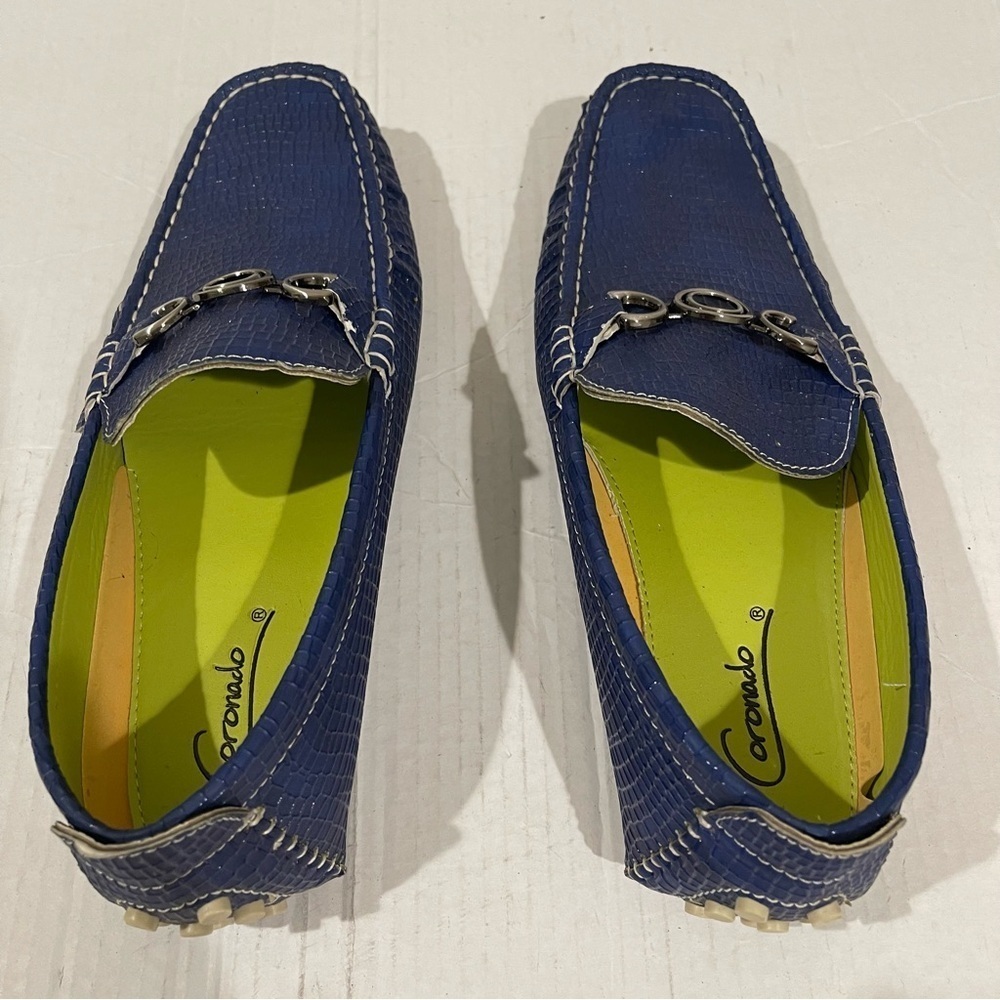 Men’s Coronado Blue Faux Leather Slip On Loafers Size 8 US! - Picture 4 of 7